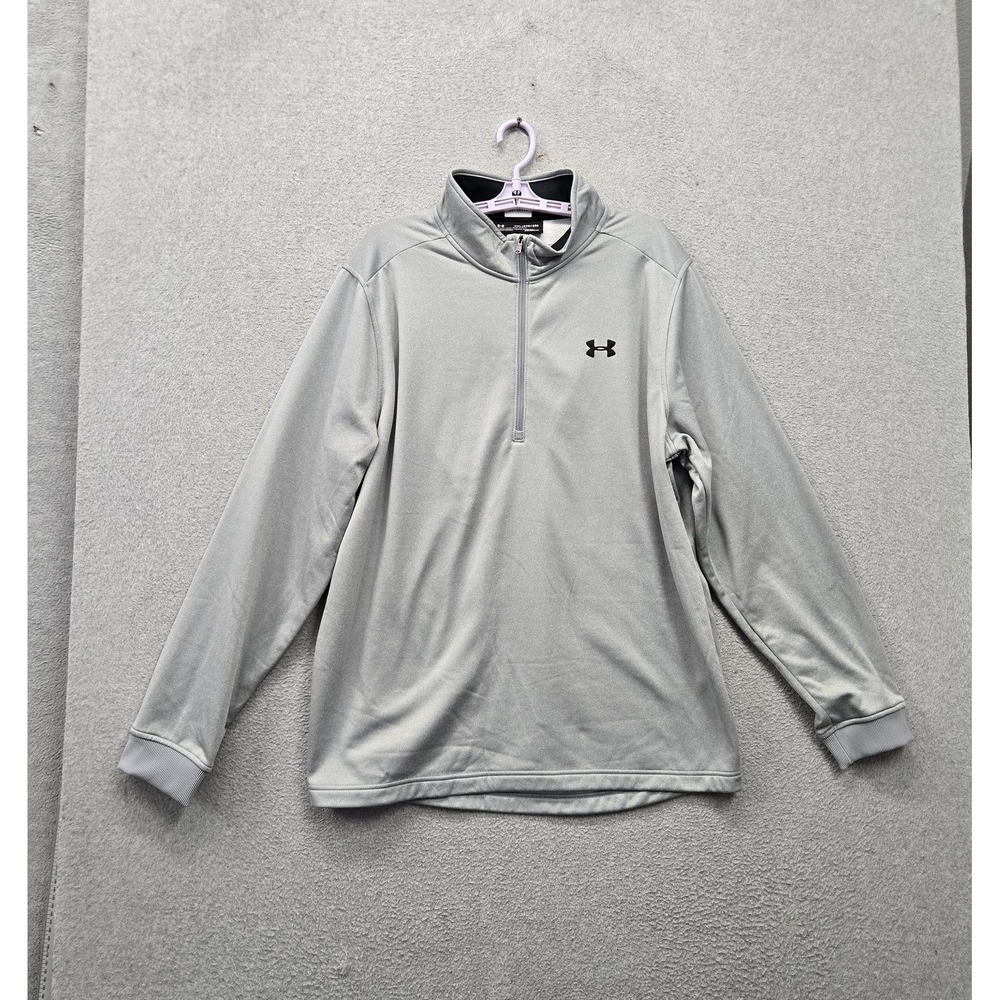 Under Armour Men Sweatshirt 2XL Gray Coldgear Loose Fleece 1/2 Zip Logo NWT